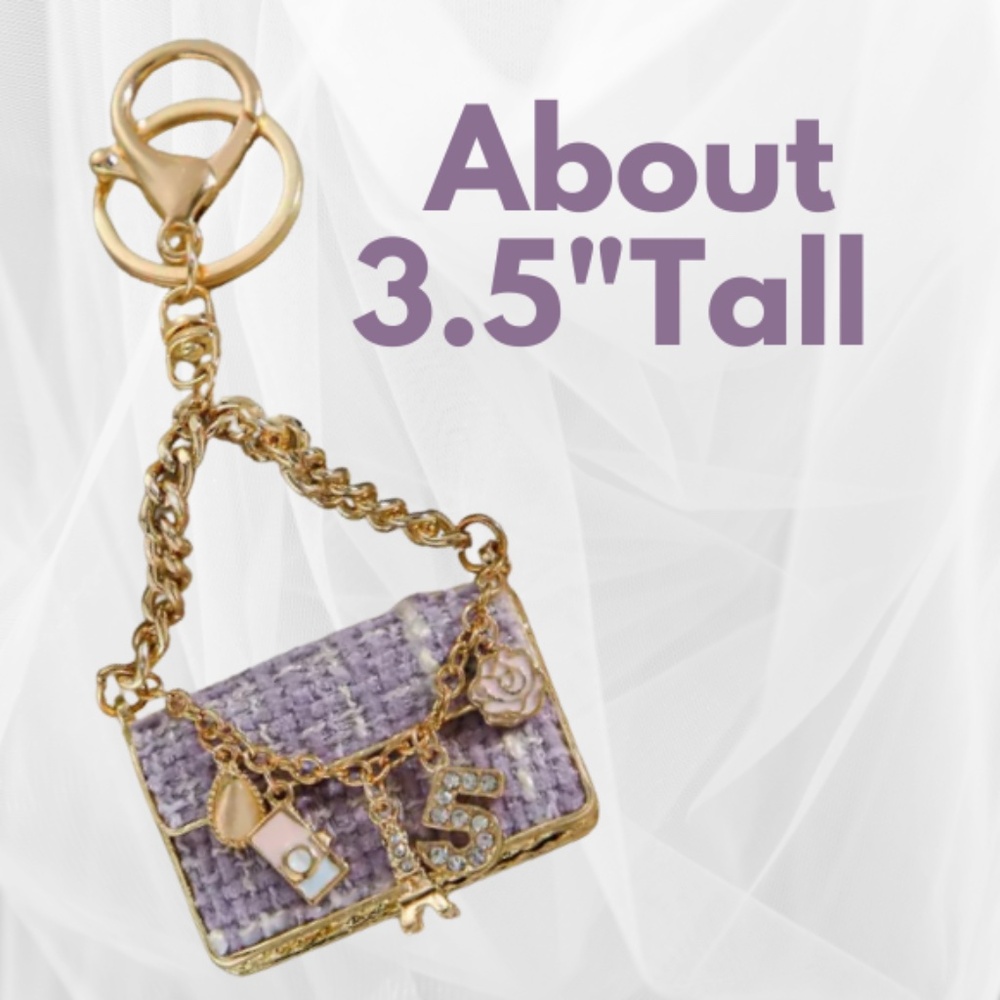 Gold and Purple Charm Keychain - Picture 3 of 4
